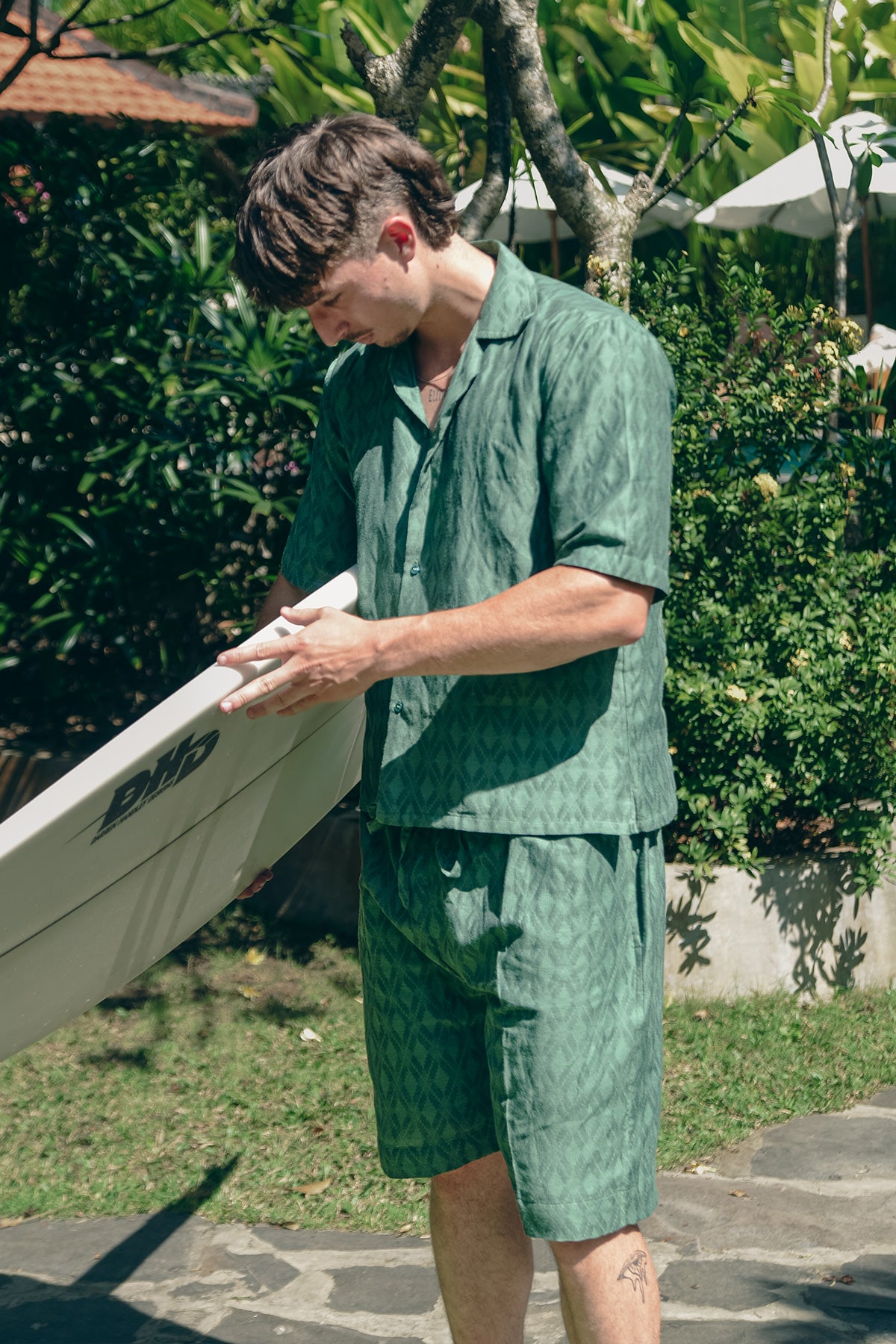 Men's Palm Green Printed Co-ord Set