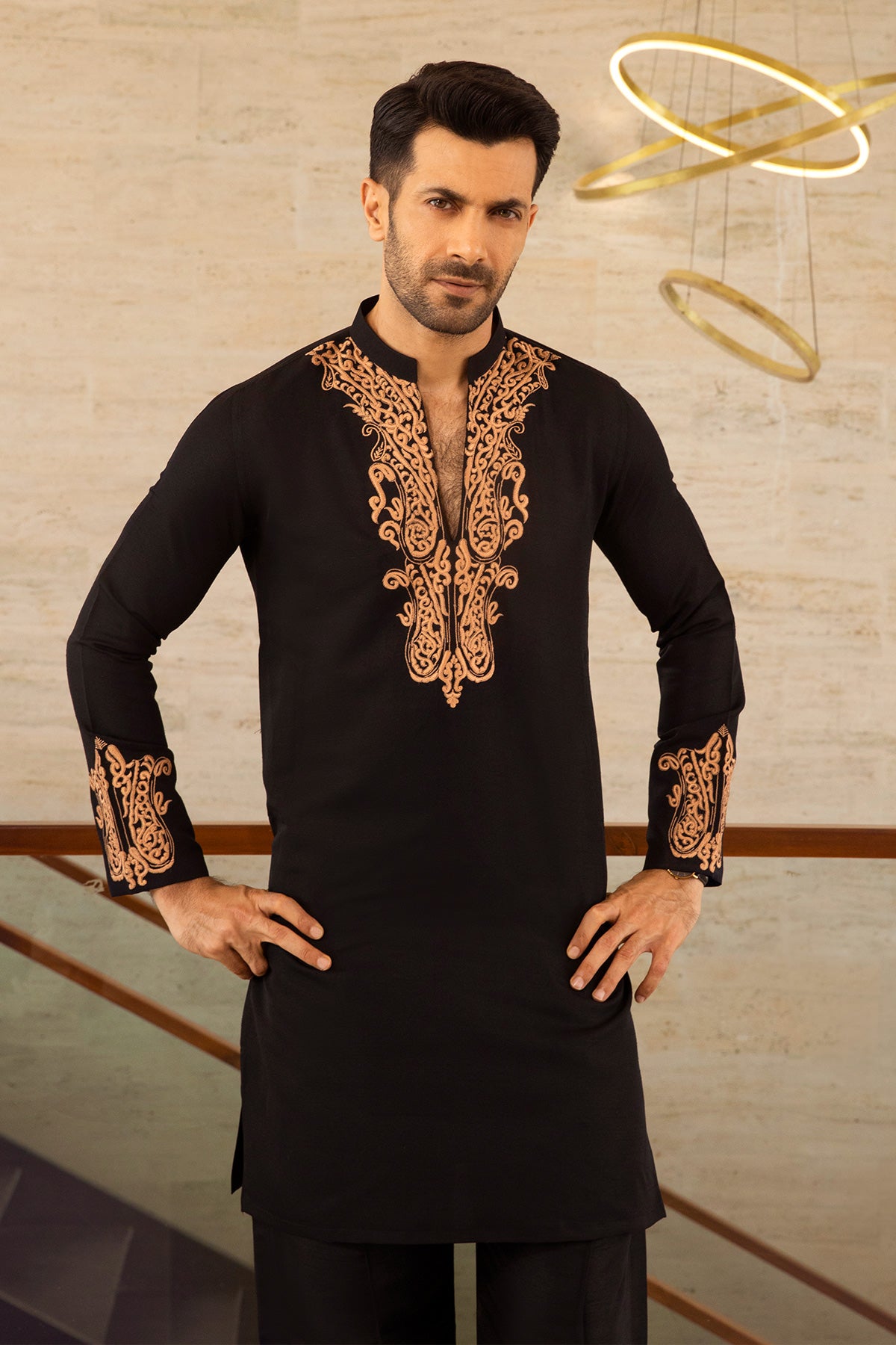 Midnight Regal Embroidered Kurta Pajama