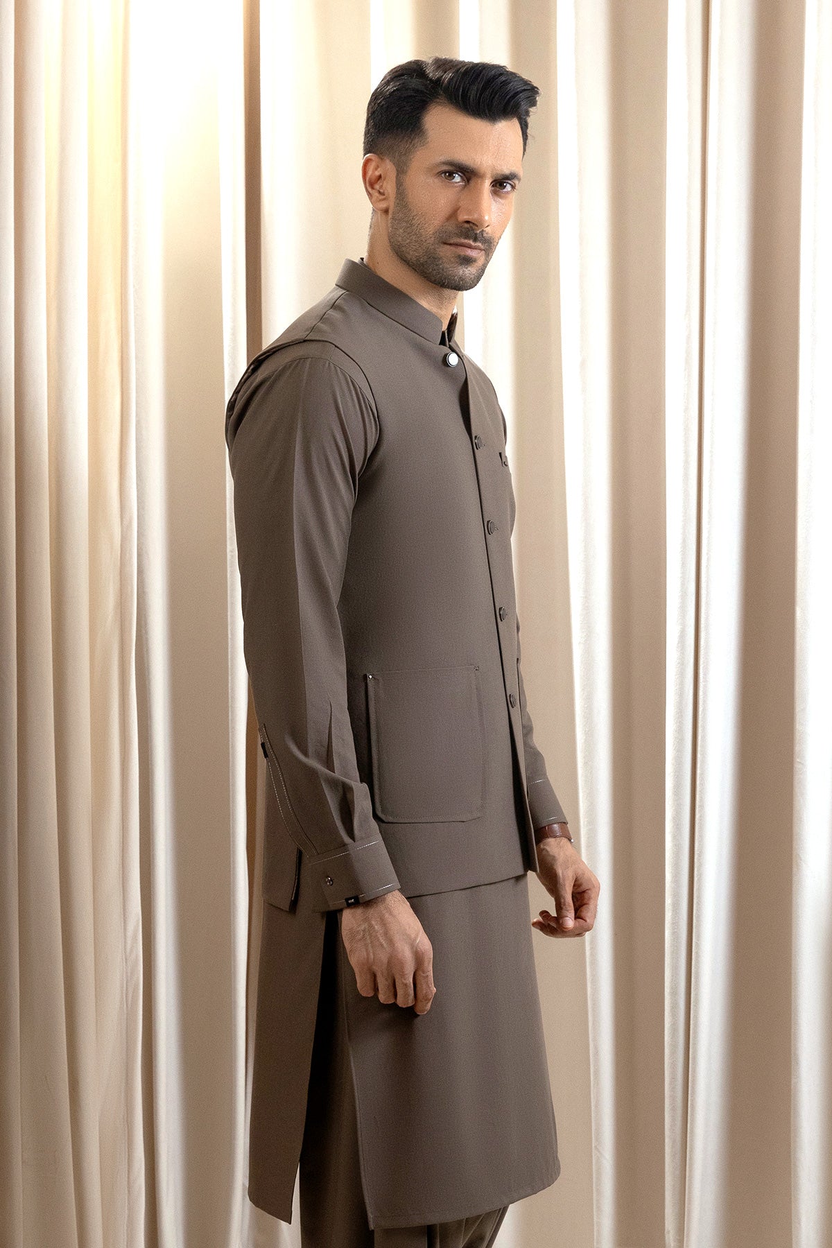 Men’s Slate Grey Waistcoat Set – Simple & Sophisticated