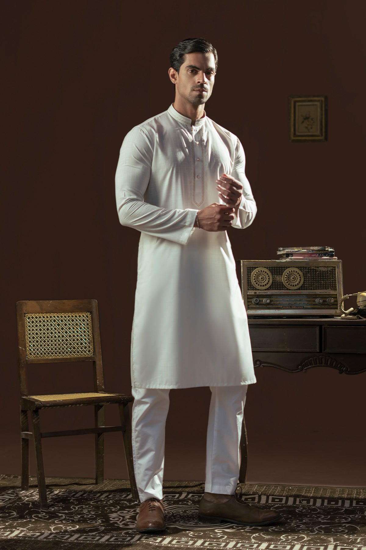 Pearl White Emboidered Kurta Pajama
