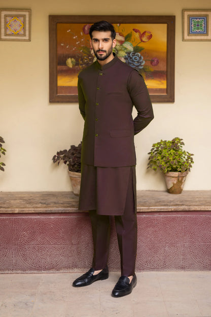 Maroon Waistcoat with Kurta Pajama 2