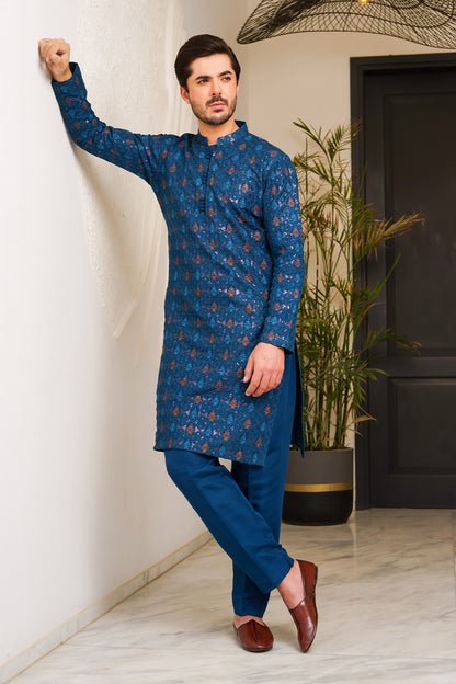 Royal Blue Designer Kurta Pajama 1