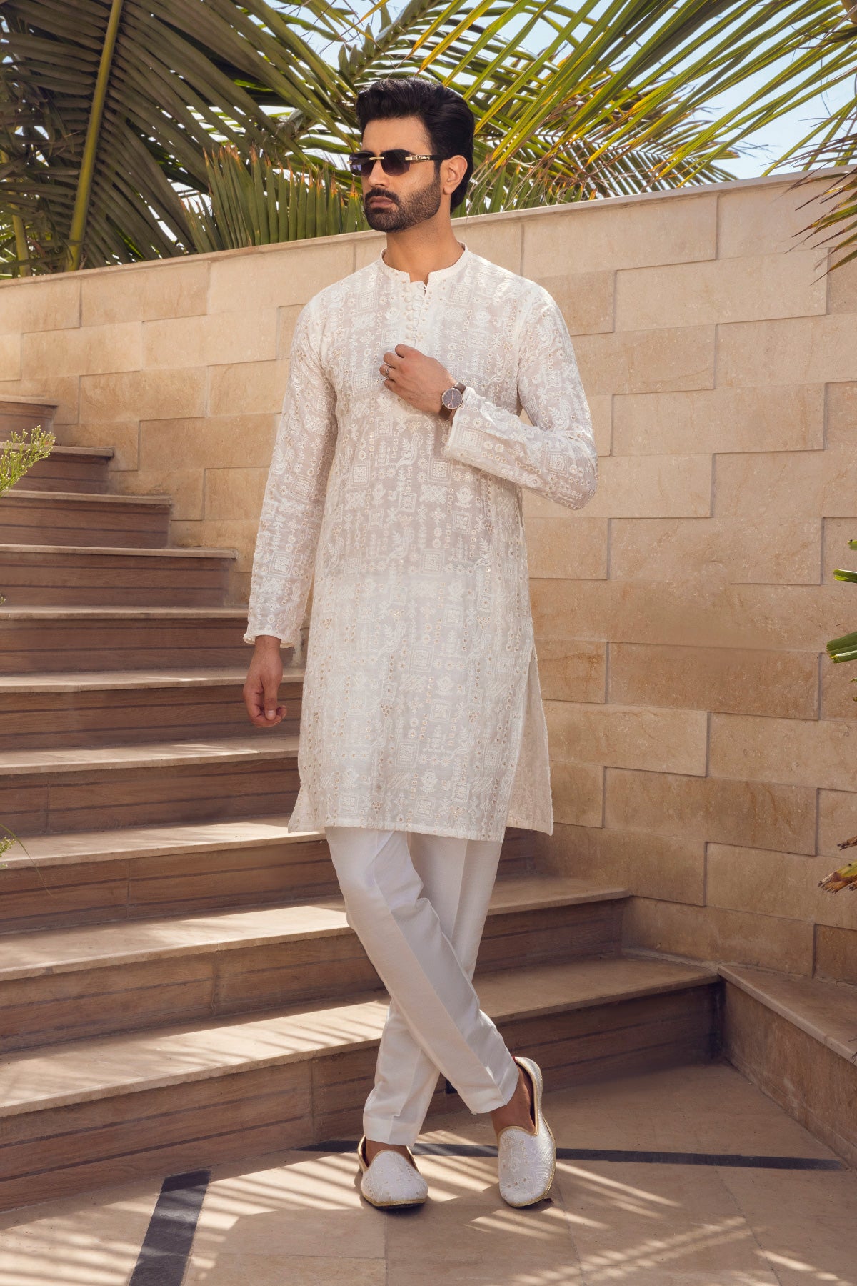 Luminous White Chikankari Kurta Pajama