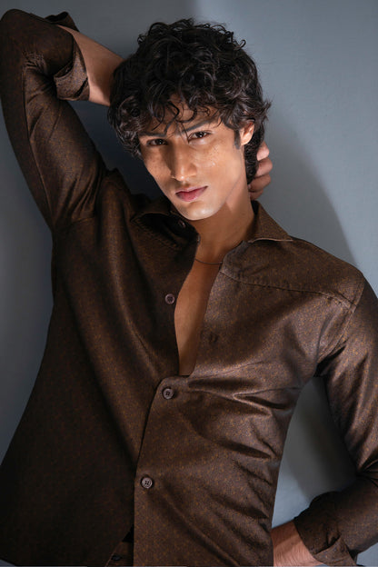 'Cinnamon Glow' Textured Brown Co-ord Set