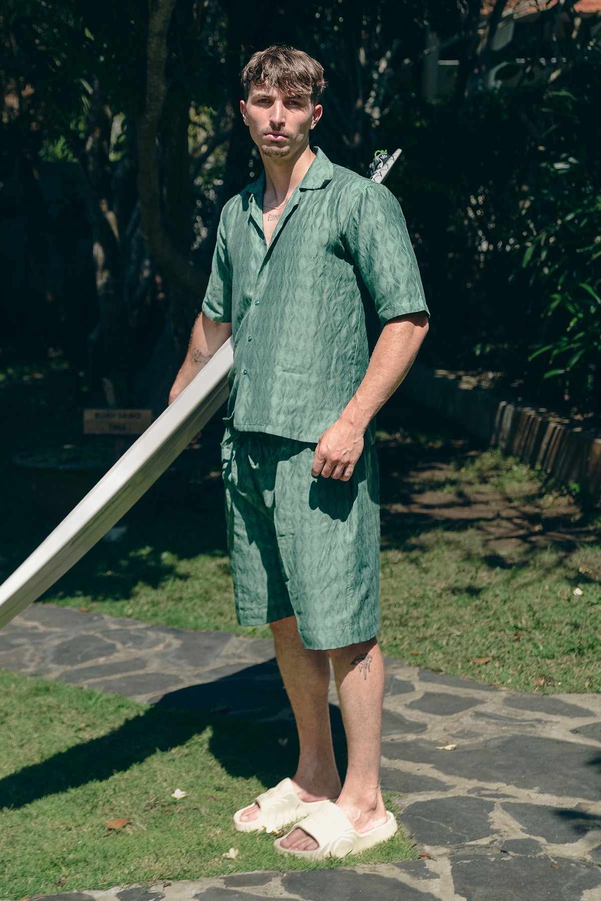 Men's Palm Green Printed Co-ord Set