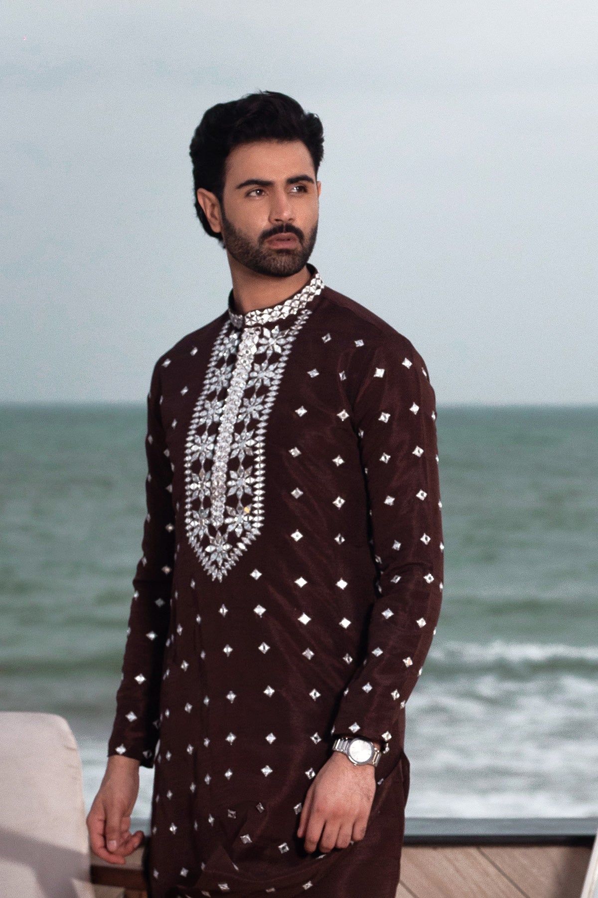 Mahogany Mirror & Resham Kurta Pajama