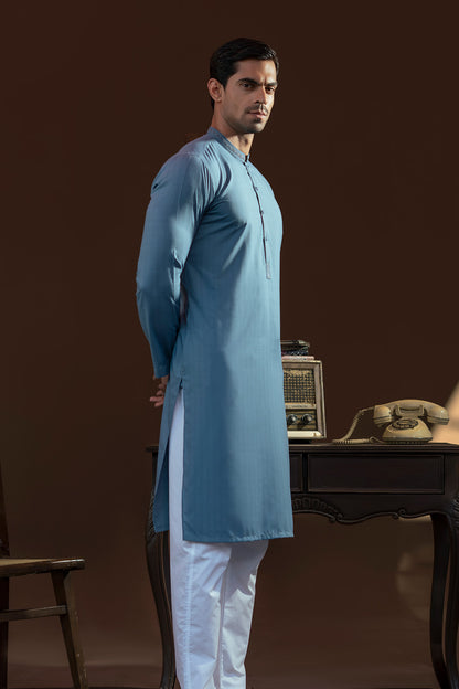 R-Blue Embroidered  Kurta Pajama