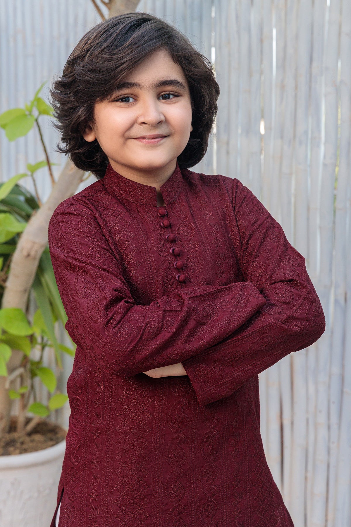 Kids Maroon Designer Kurta Pajama 2