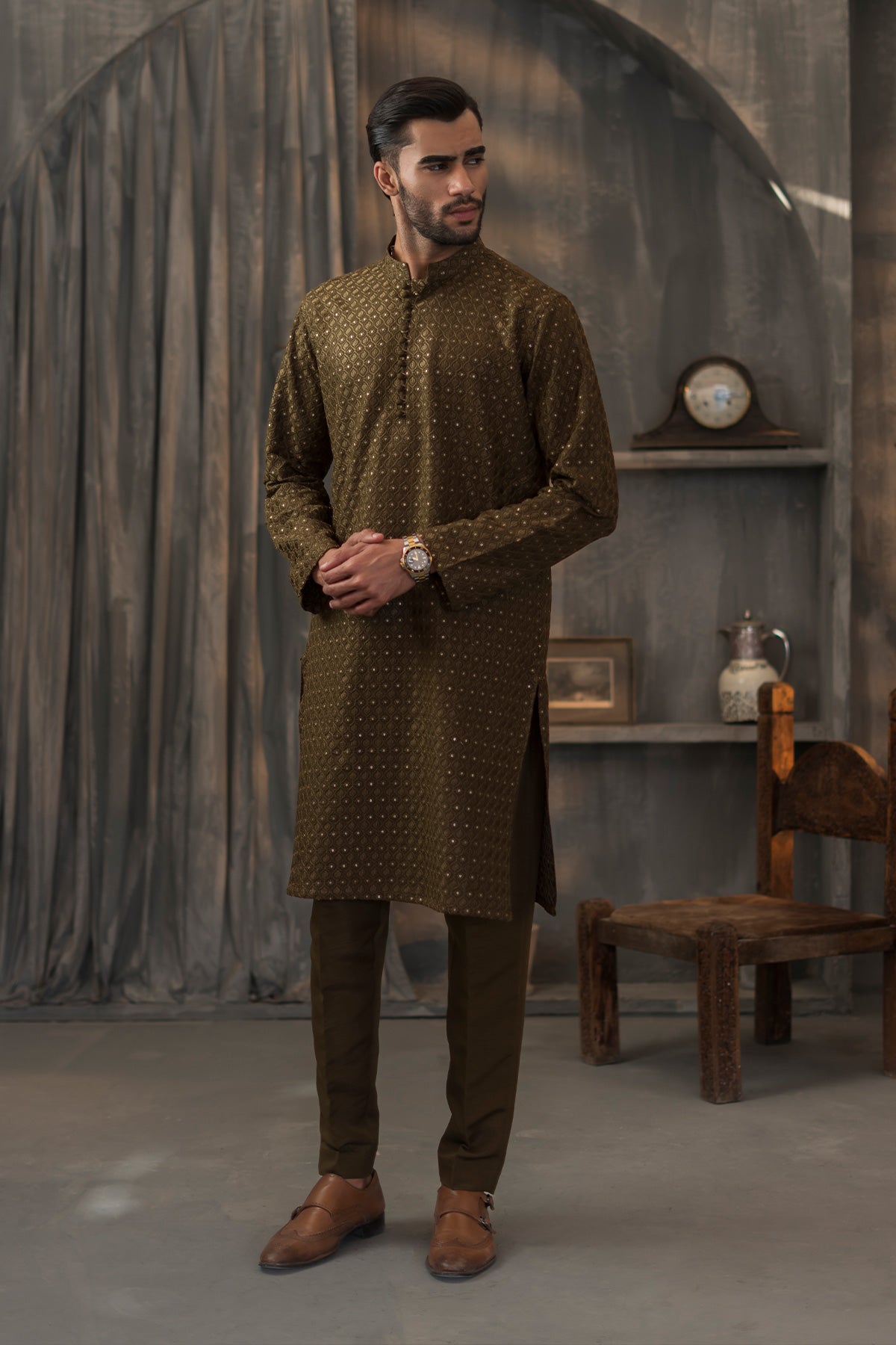 Green Designer Kurta Pajama 1