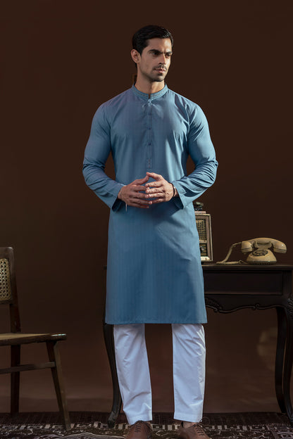 R-Blue Embroidered  Kurta Pajama
