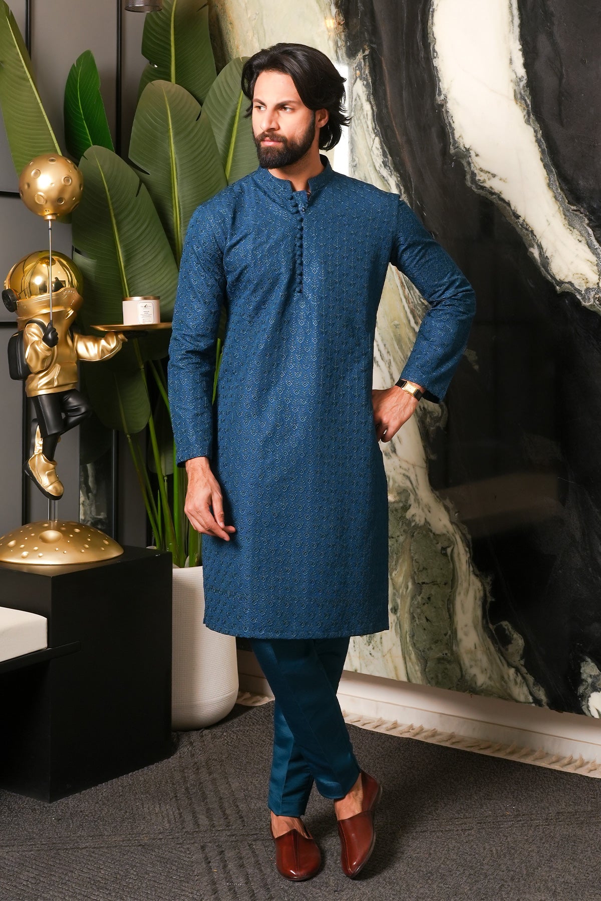 Blue Designer Kurta Pajama 1