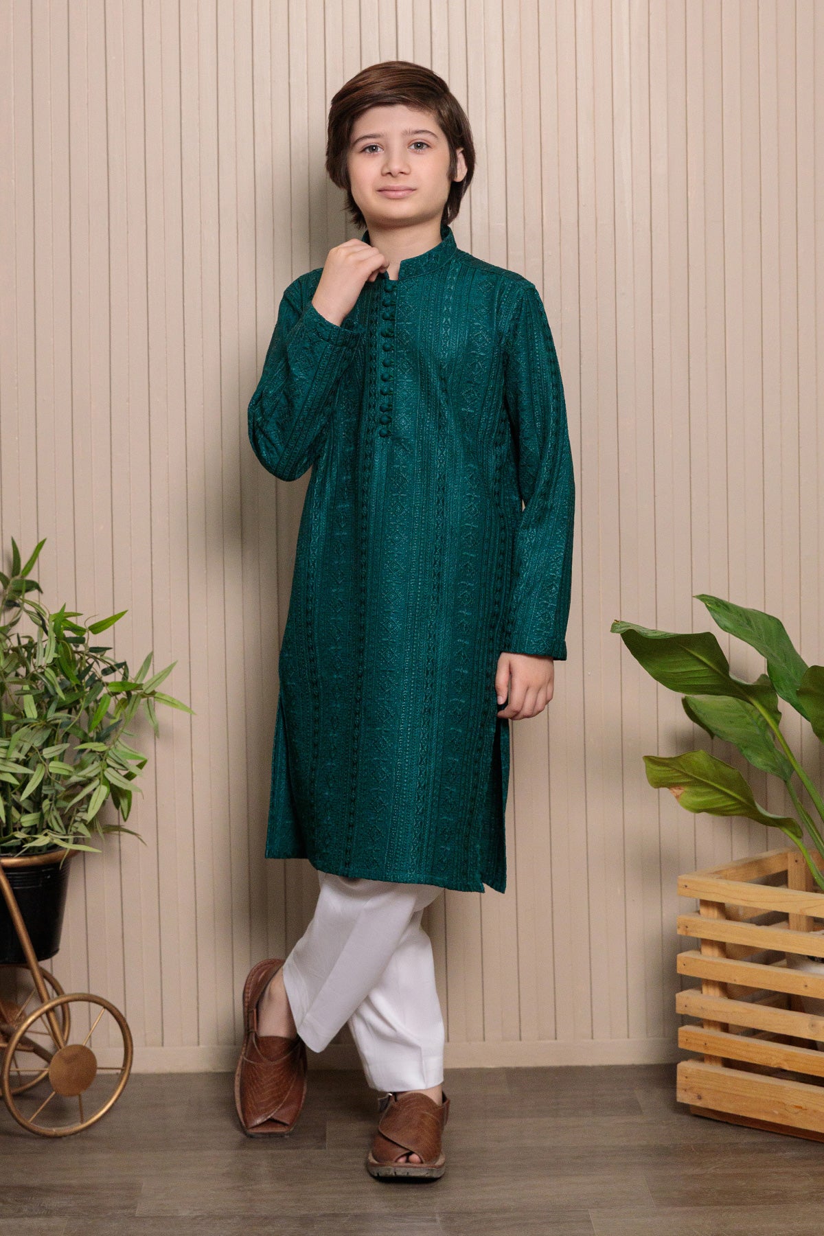 Kids Green Designer Kurta Pajama 2