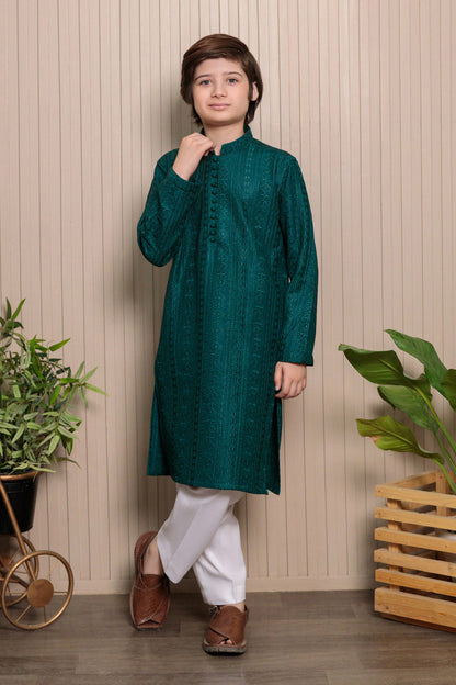 Kids Green Designer Kurta Pajama 2