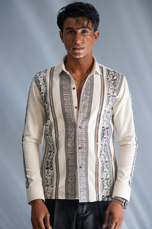 Artisan Stripe Embroidered Shirt