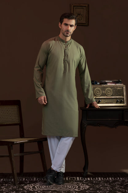Pista Embroidered  Kurta Pajama