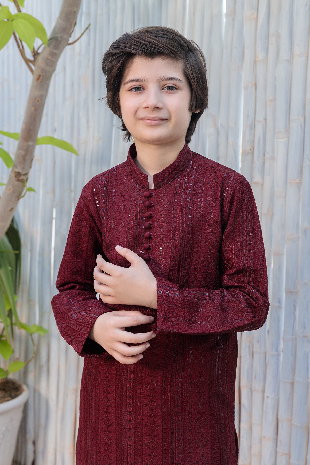 Kids Maroon Designer Kurta Pajama 3