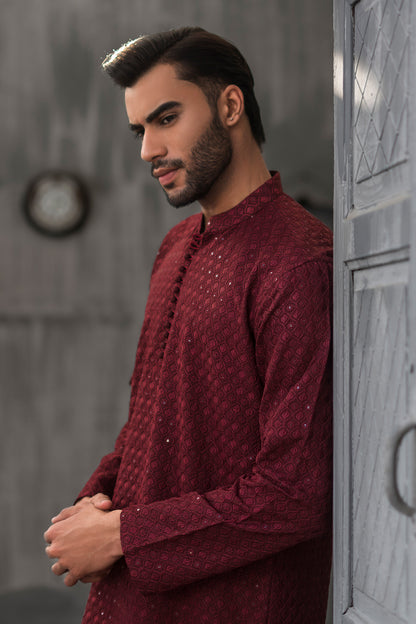 Maroon  Designer Kurta Pajama