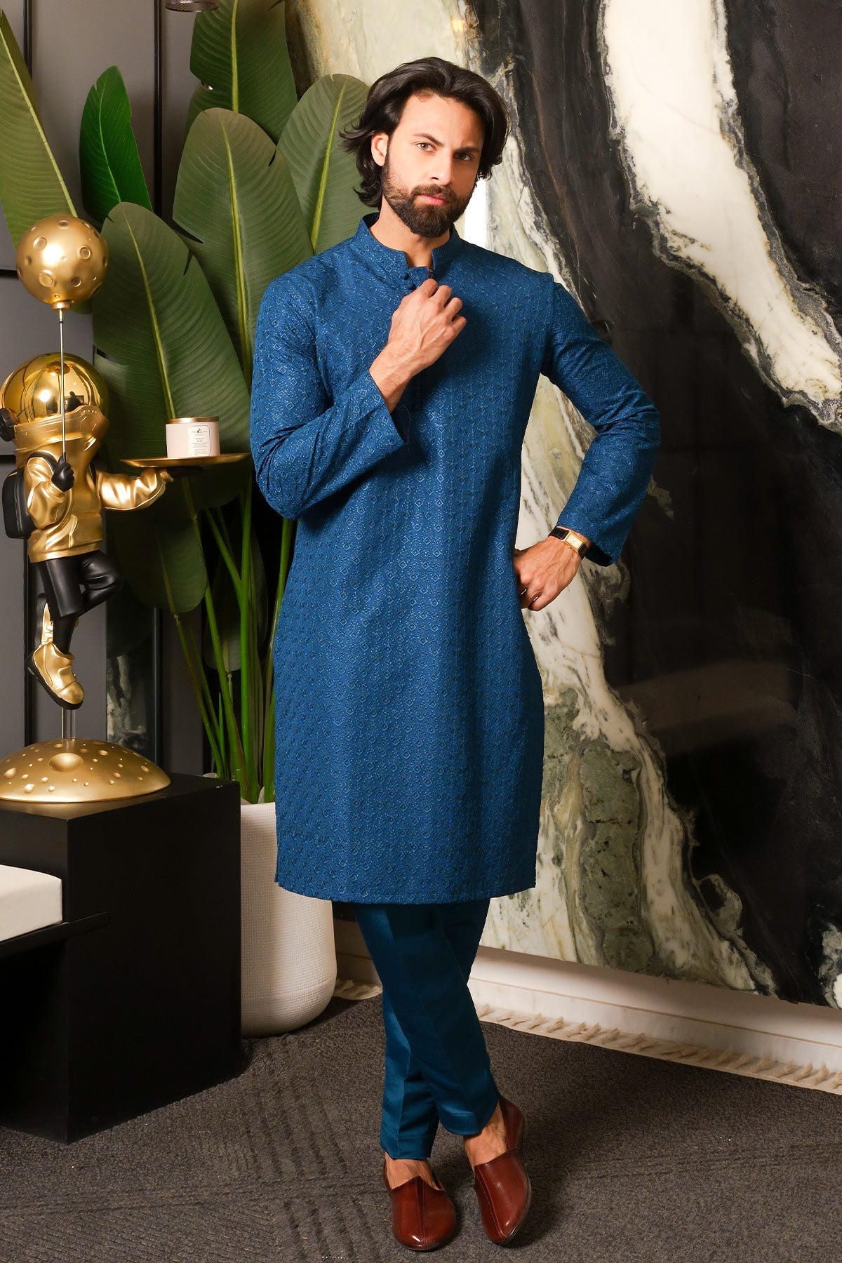 Blue Designer Kurta Pajama 1