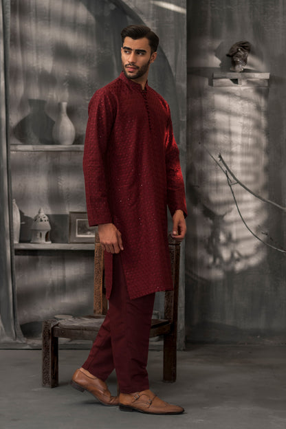 Maroon  Designer Kurta Pajama