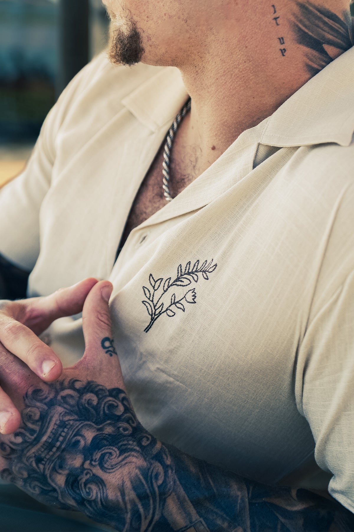 Beige Embroidered Shirt