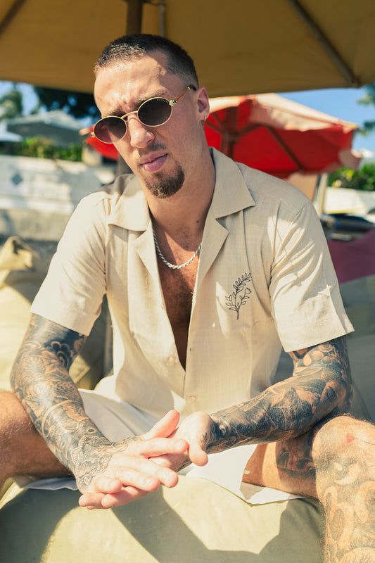 Beige Embroidered Shirt