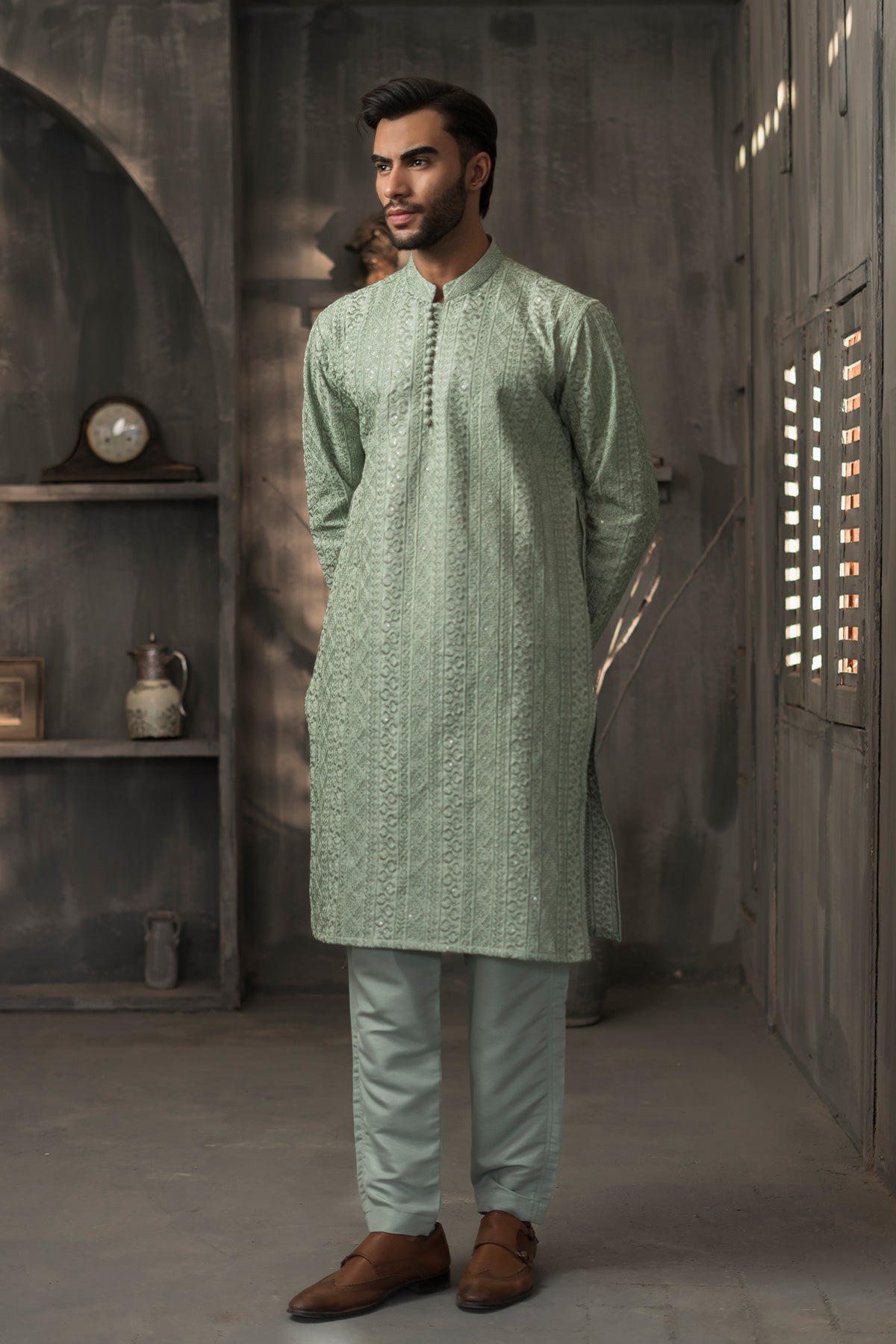 Green Designer Kurta Pajama