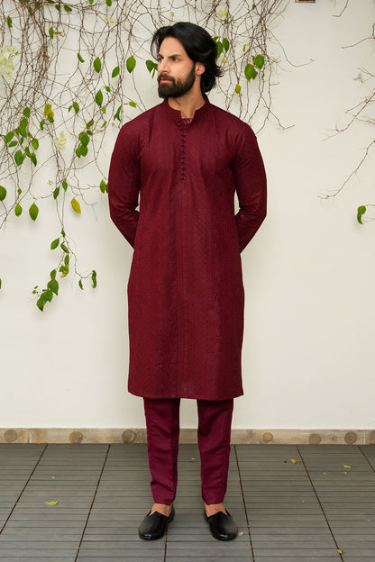 Maroon Designer Kurta Pajama 2