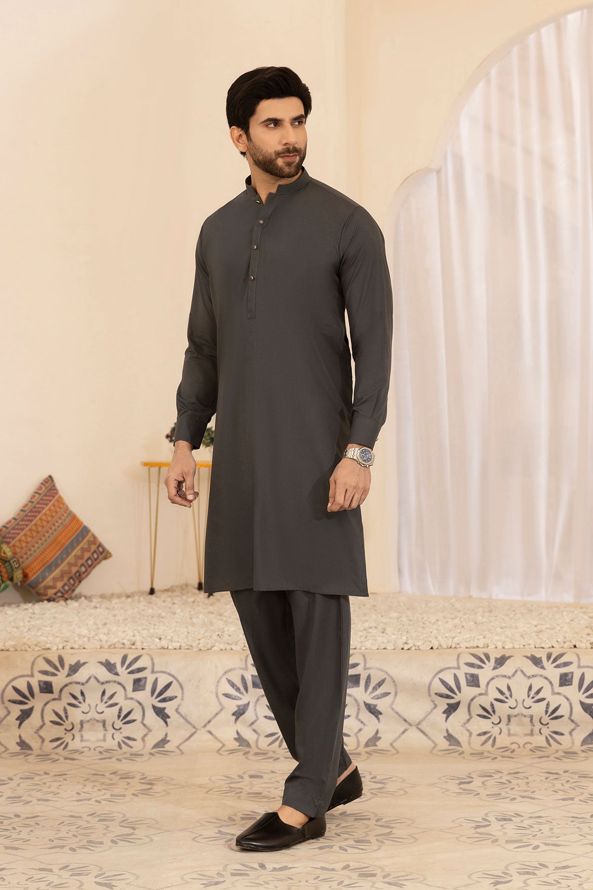 Charcoal Grey Elegant Kurta Pajama