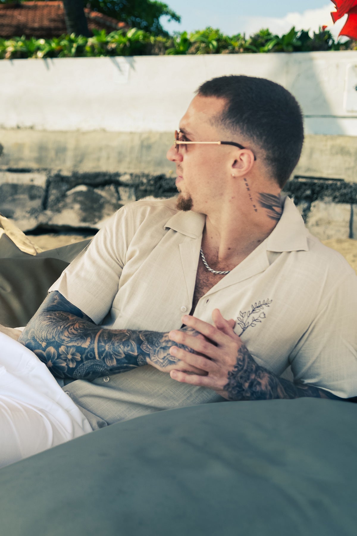 Beige Embroidered Shirt