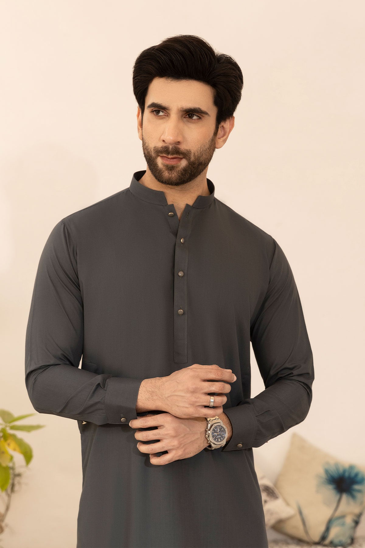 Charcoal Grey Elegant Kurta Pajama
