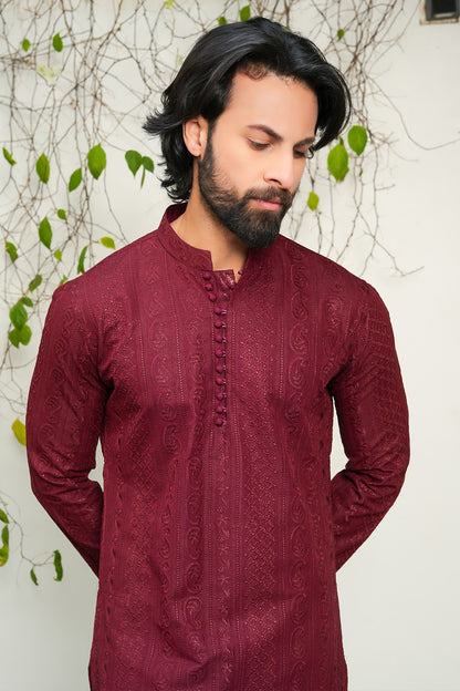 Maroon Designer Kurta Pajama 2