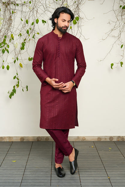 Maroon Designer Kurta Pajama 2