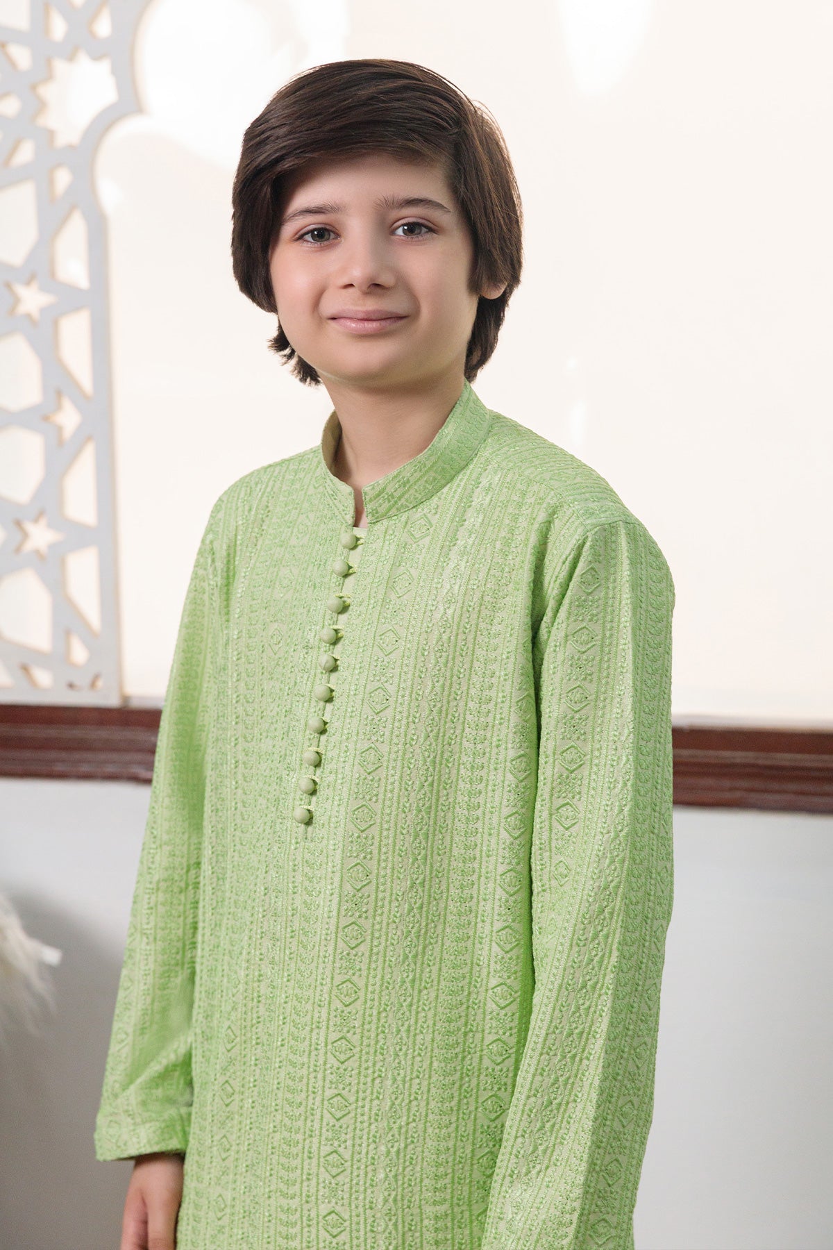 Kids Pistachio Designer Kurta Pajama 1