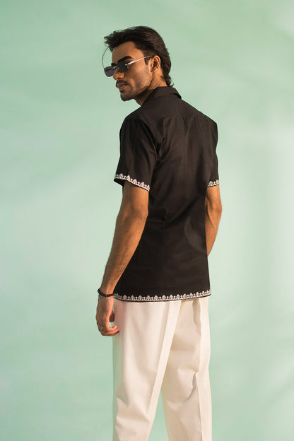 Classic Black Embroidered Shirt