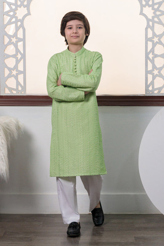 Kids Pistachio Designer Kurta Pajama 1