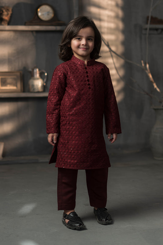 Maroon Kids Designer Kurta Pajama