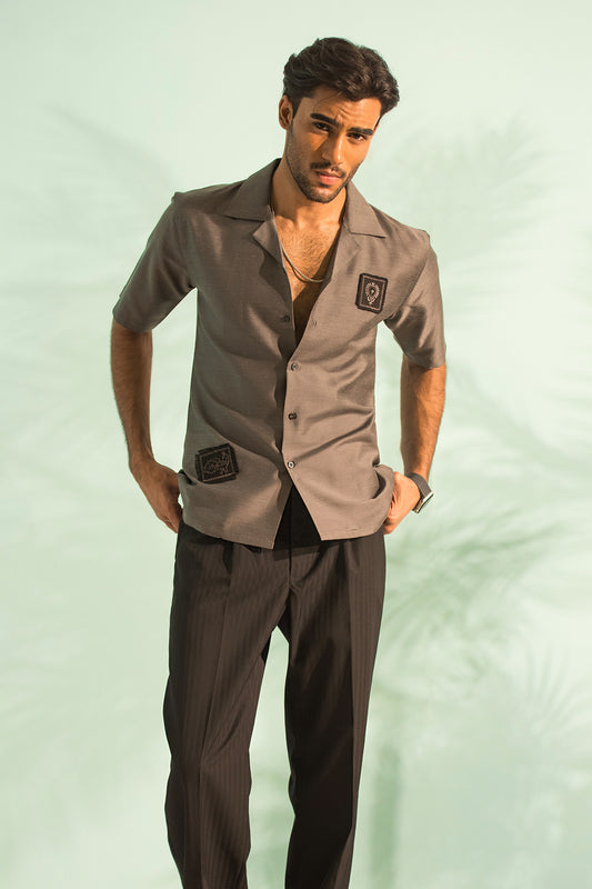 Grey Camp Collar Shirt