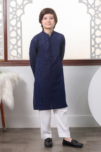 Kids Navy Blue Designer Kurta Pajama 2