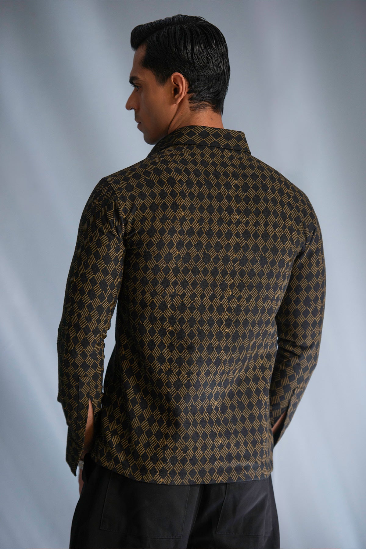 The Golden Grid Geometric Print Shirt