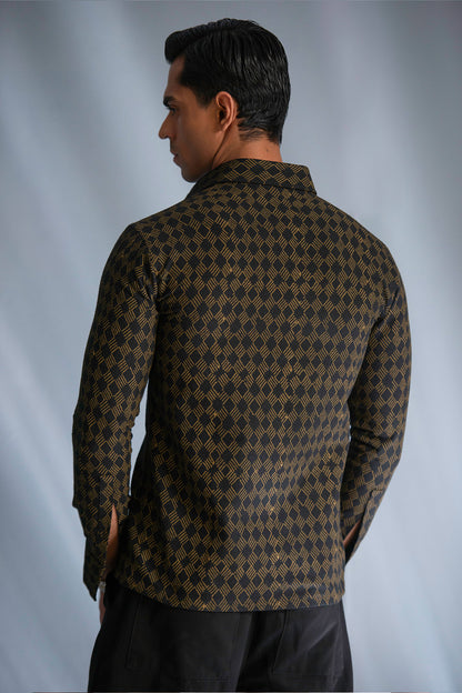 The Golden Grid Geometric Print Shirt