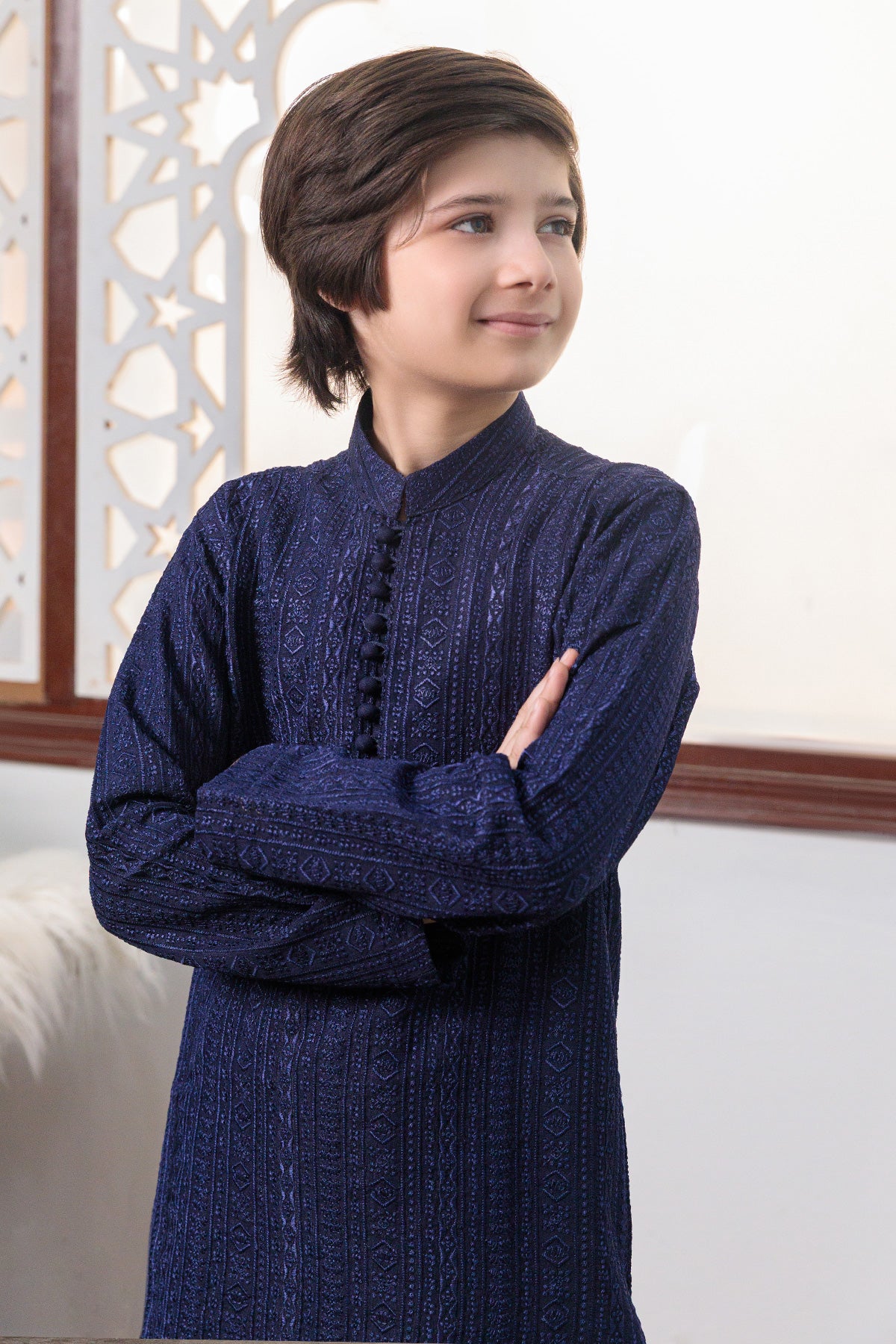 Kids Navy Blue Designer Kurta Pajama 2