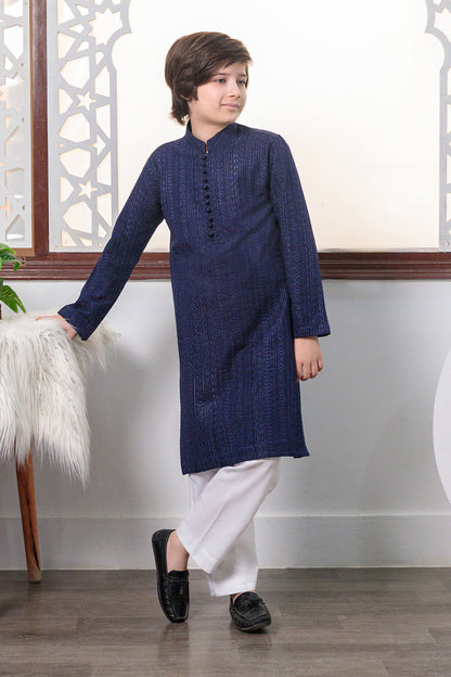 Kids Navy Blue Designer Kurta Pajama 2