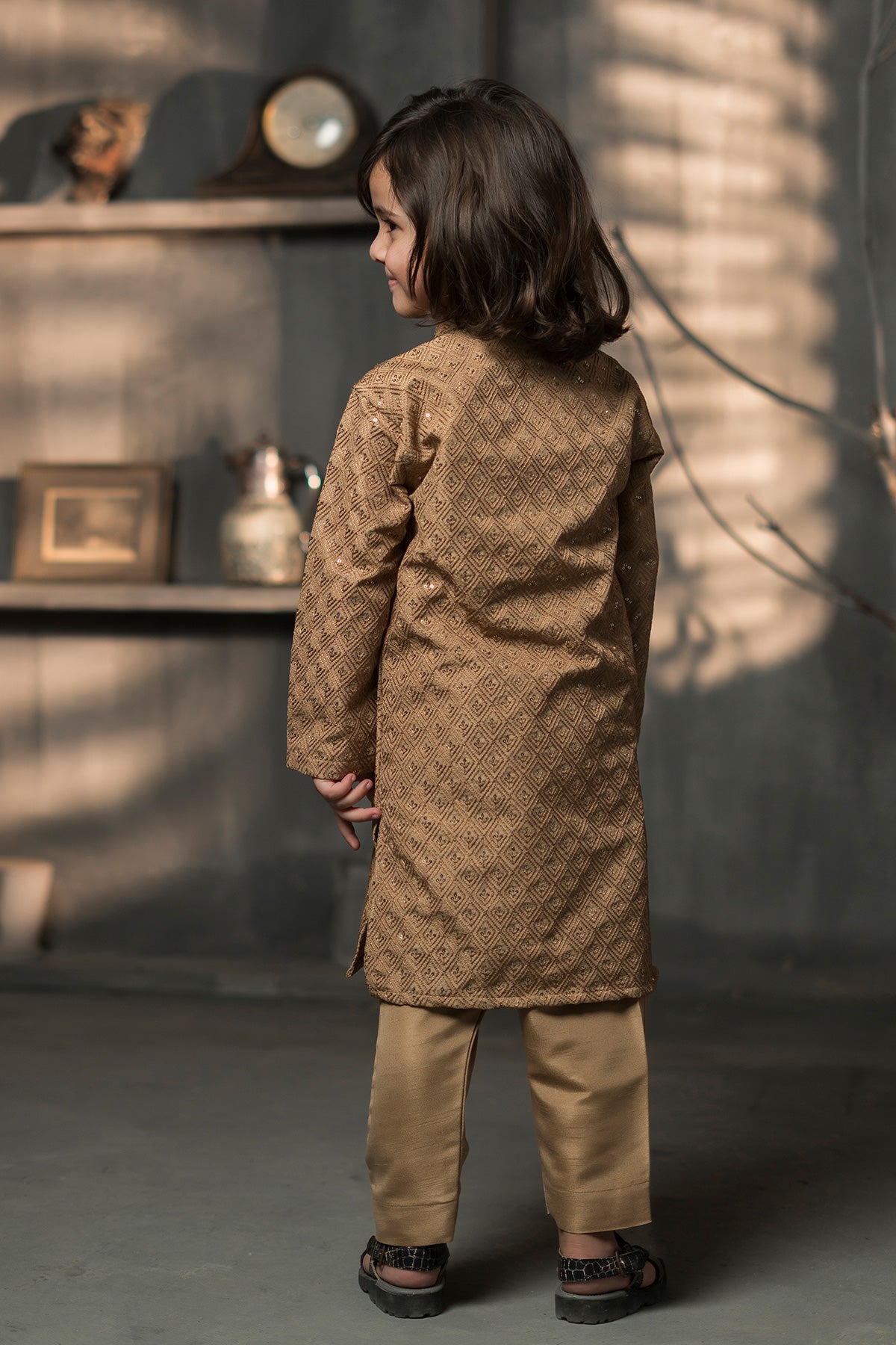 Gold Kids Designer Kurta Pajama