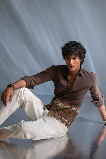 The Terra Block Print Brown Hem Shirt