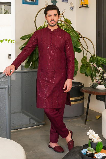 Maroon Designer Kurta Pajama 3