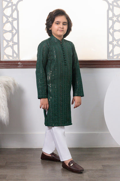 Kids Green Designer Kurta Pajama 3