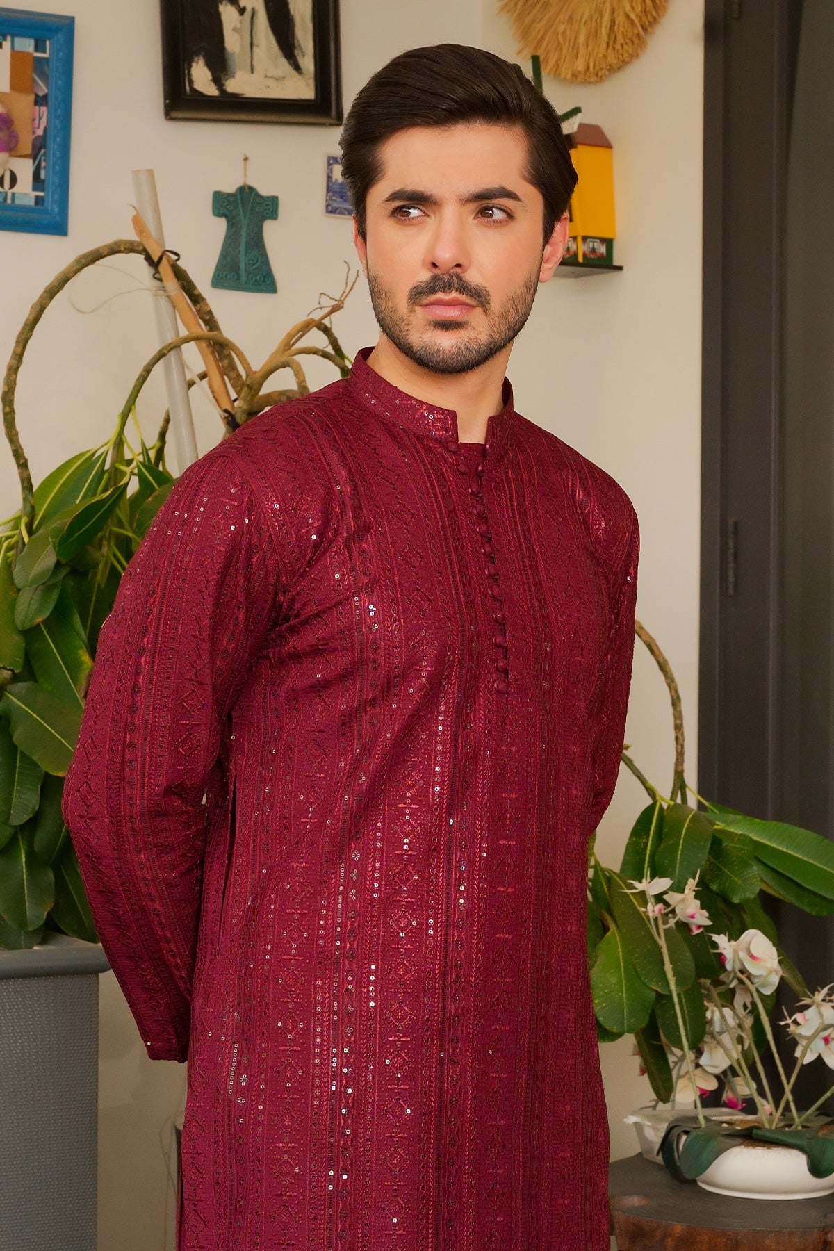 Maroon Designer Kurta Pajama 3