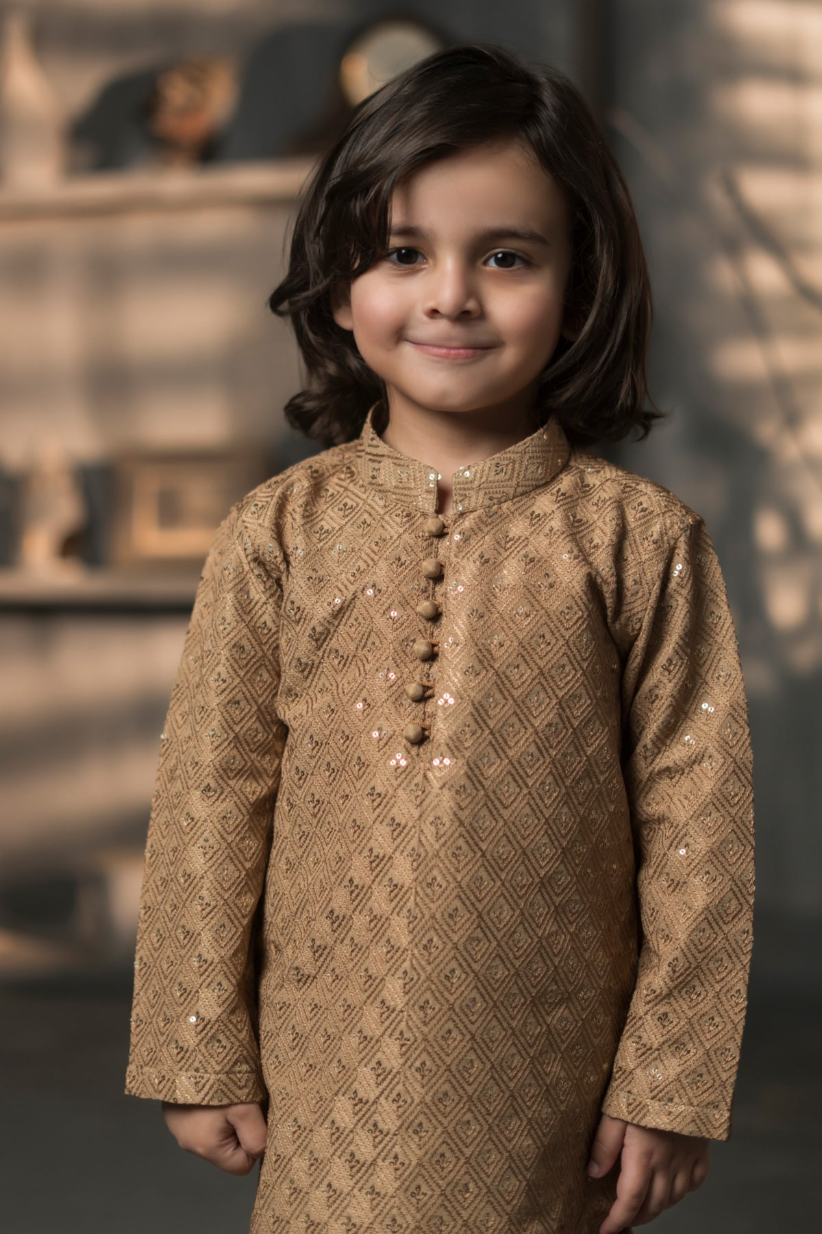 Gold Kids Designer Kurta Pajama