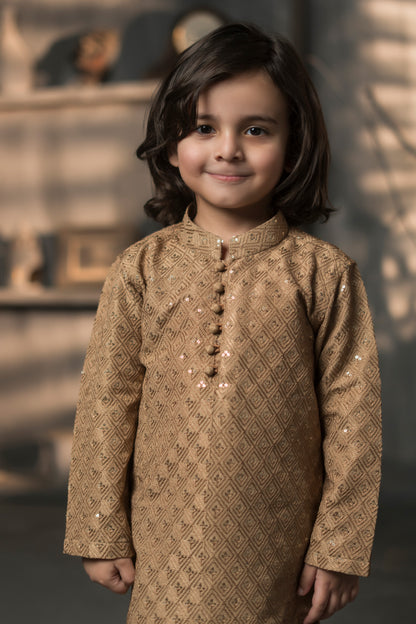 Gold Kids Designer Kurta Pajama