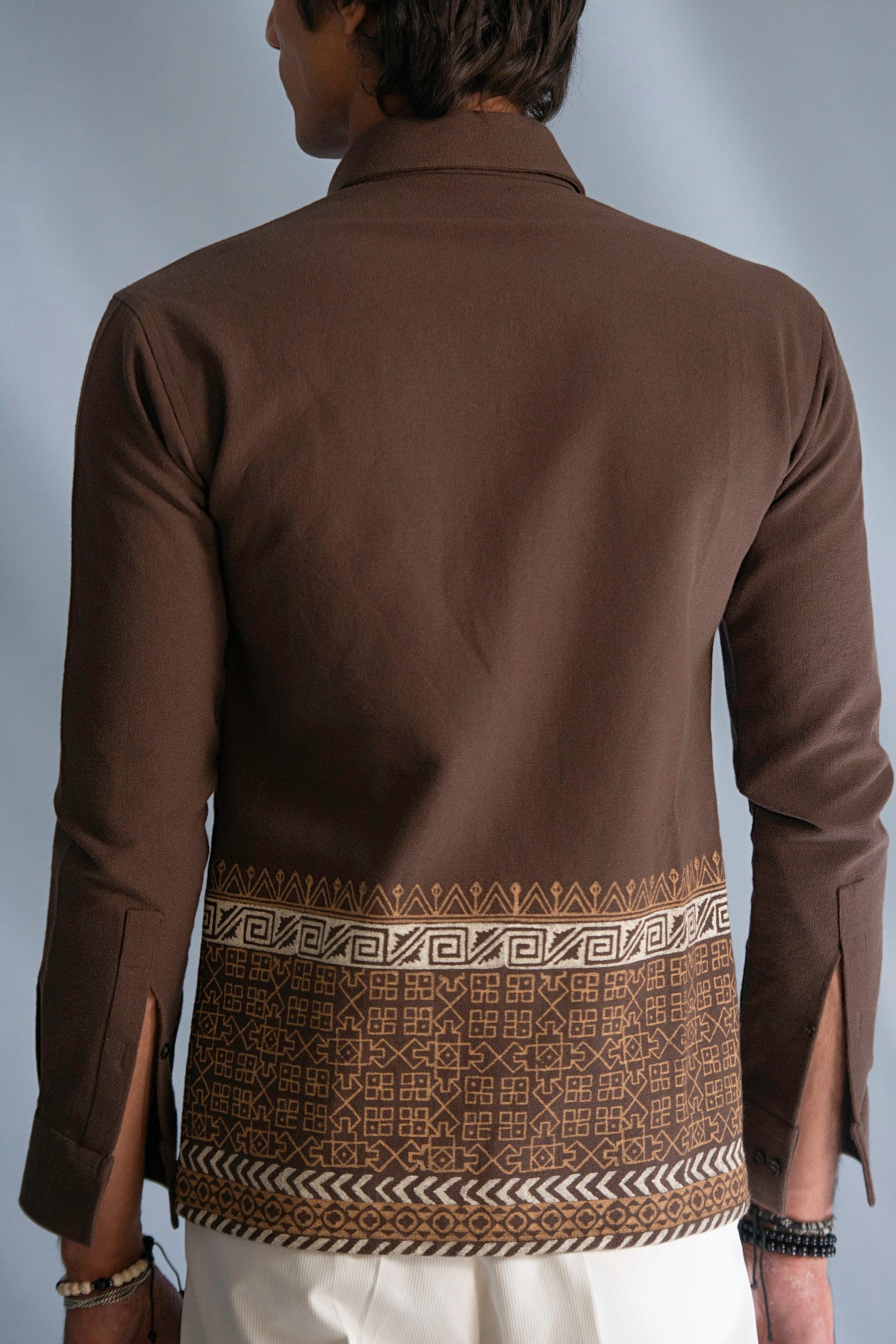 The Terra Block Print Brown Hem Shirt